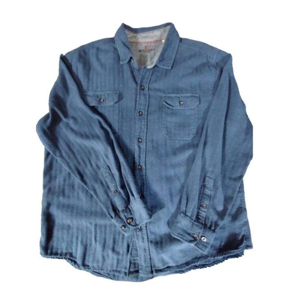 Vintage Woolrich Shirt Mens XL Blue Chamois Flannel Heavyweight Button Cotton‎